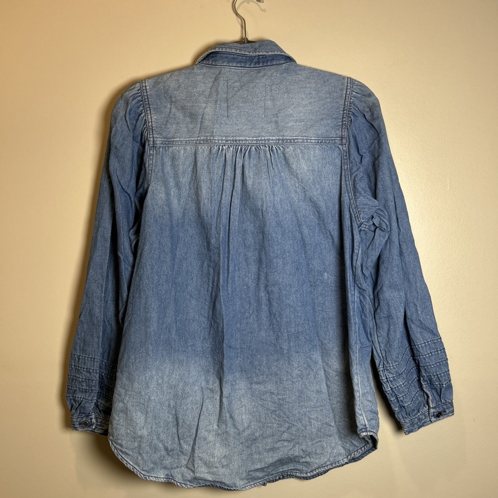 American Eagle Shirt Womens Medium Blue Denim Long Sleeve Button Up Pockets - Picture 10 of 12